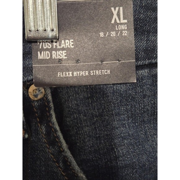 Express Jeans Womens XL 18/20/22 L Blue 70s Flare Mid Rise Flex Hyper Stretch - Picture 8 of 11